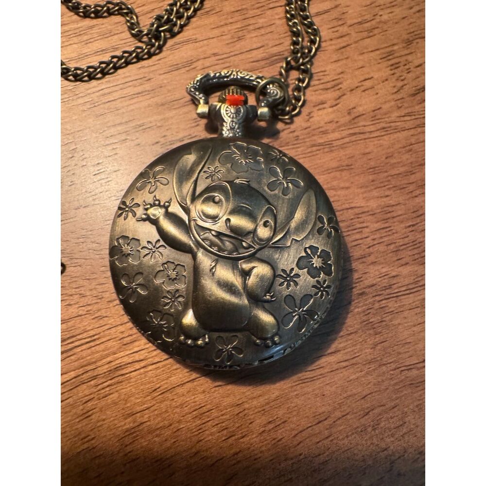 Lilo & Stitch Bronze Pocket Watch Quartz Floral